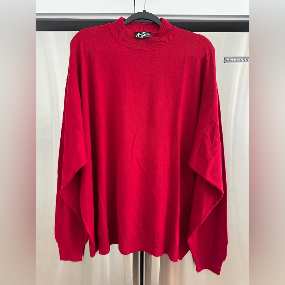 Alan Stuart Bold Red Wool Blend Long Sleeve Mock Neck Sweater 3X